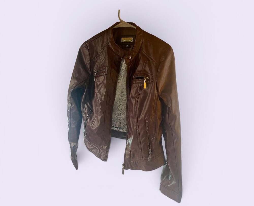 JouJou Burgundy Pleather Vegan Leather Jacket